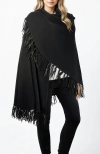 Portolano Cashmere Shawl With Leather Fringes In Black