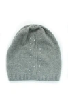 Portolano Cashmere Slouchy Beanie With Crystal Stones In Gray