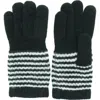 Portolano Cashmere Striped Gloves In Black/light Heather Grey