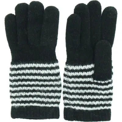 Portolano Cashmere Striped Gloves In Black