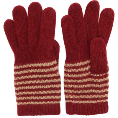 Portolano Cashmere Striped Gloves In Red