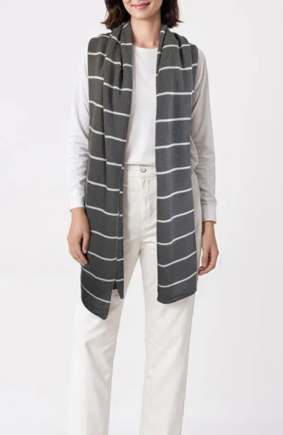 Portolano Cashmere Striped Wrap In Grey