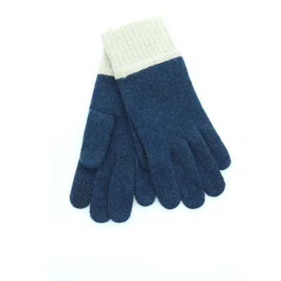 Portolano Cashmere Tech Gloves Color Block In Blue