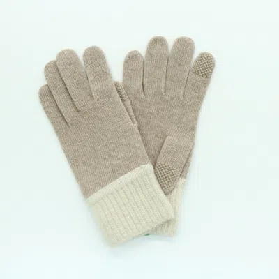 Portolano Cashmere Tech Gloves Color Block In Neutral