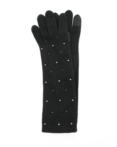 Portolano Cashmere Tech Studded Gloves In Black