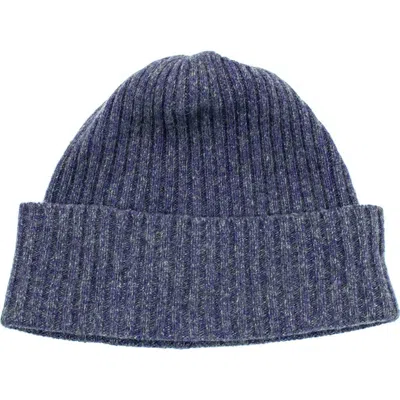 Portolano Cashmere Tweed Beanie In Blue