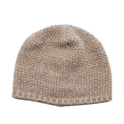 Portolano Cashmere Tweeded Hat With Lurex In Beige