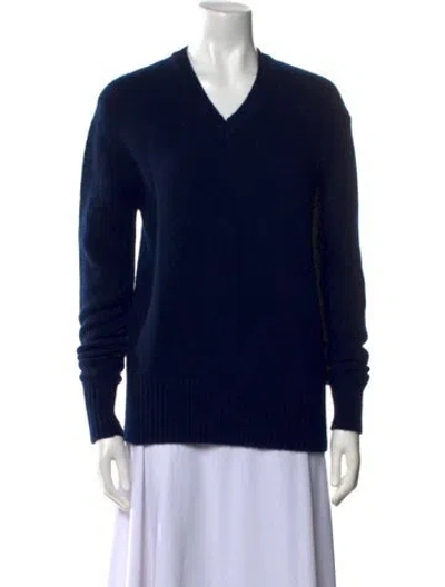 Pre-owned Portolano Cashmere V-neck Sweater In Blue