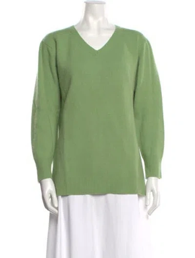 Pre-owned Portolano Cashmere V-neck Sweater In Green