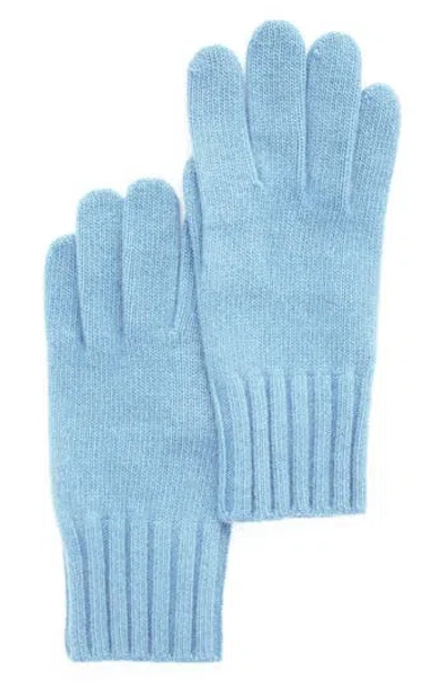 Portolano Cashmere Wide Ribbed Cuff Gloves In Blue