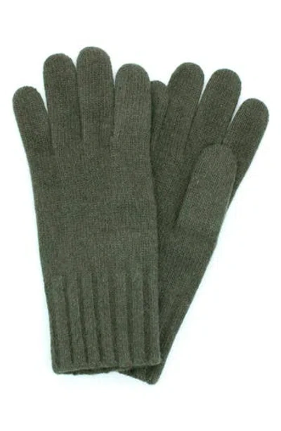 Portolano Cashmere Wide Ribbed Cuff Gloves In Green