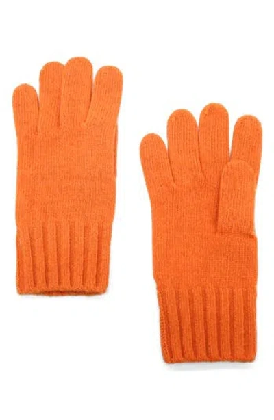 Portolano Cashmere Wide Ribbed Cuff Gloves In Orange