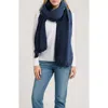 Portolano Cashmere Wrap With Eyelash Fringes In Blue