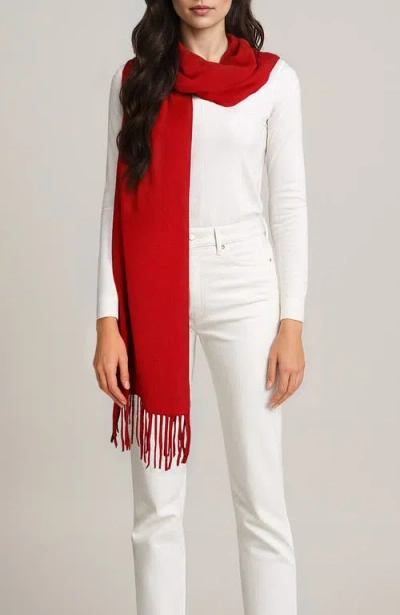 Portolano Cashmere Wrap With Fringes In Red