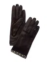 Portolano Chain Detail Silk-lined Leather Gloves In Black