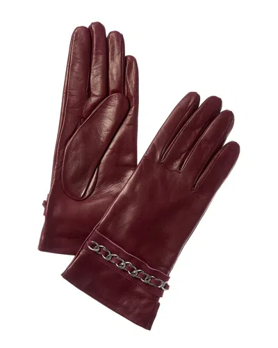 Portolano Chain Leather Gloves In Brown