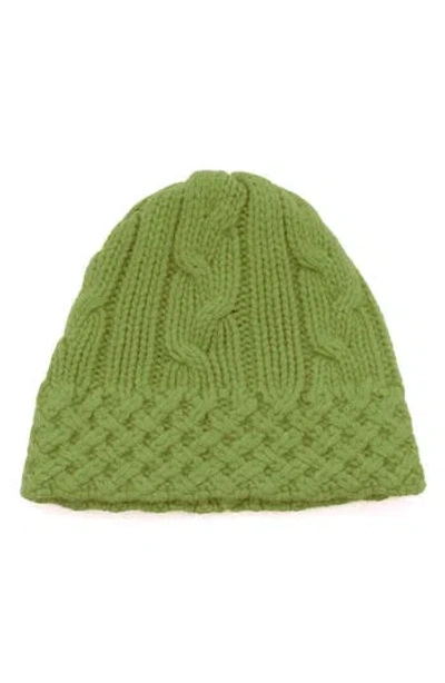 Portolano Chunky Cable Knit Beanie In Green