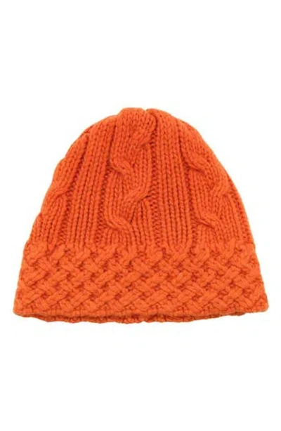 Portolano Chunky Cable Knit Beanie In Orange