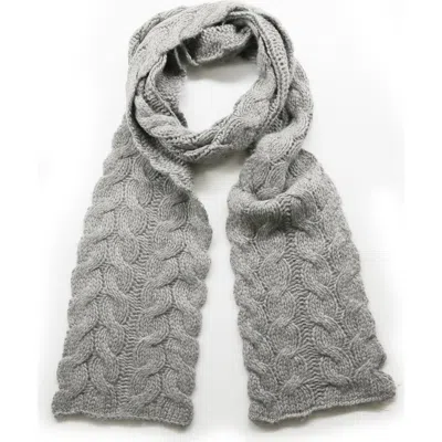 Portolano Chunky Cable Knit Lambswool Blend Scarf In Gray