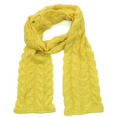 Portolano Chunky Cable Knit Lambswool Blend Scarf In Yellow