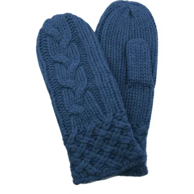 Portolano Chunky Cable Knit Mittens In Blue