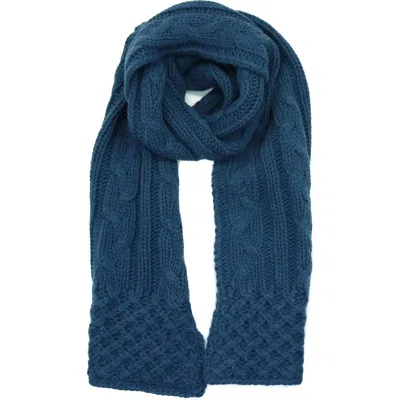 Portolano Chunky Cable Knit Scarf In Blue