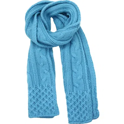 Portolano Chunky Cable Knit Scarf In Blue