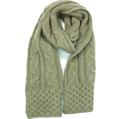 Portolano Chunky Cable Knit Scarf In Green