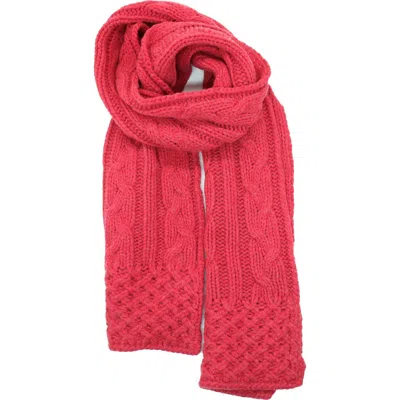 Portolano Chunky Cable Knit Scarf In Red