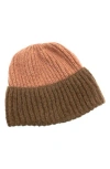 Portolano Chunky Colorblock Beanie In Brown