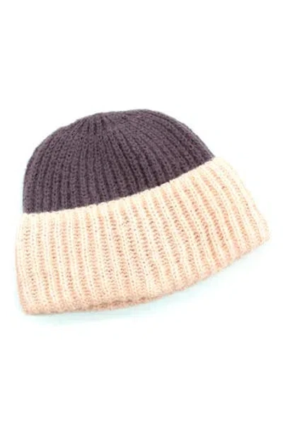 Portolano Chunky Colorblock Beanie In Brown