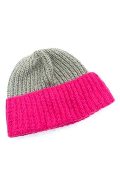 Portolano Chunky Colorblock Beanie In Pink