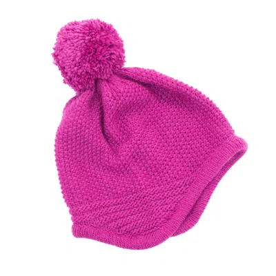 Portolano Chunky Earflap Hat With Pom In Purple