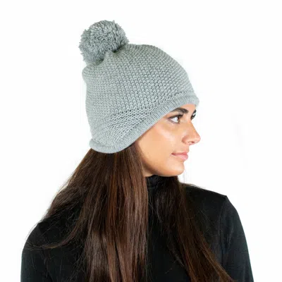 Portolano Chunky Earflap Hat With Pom In Blue
