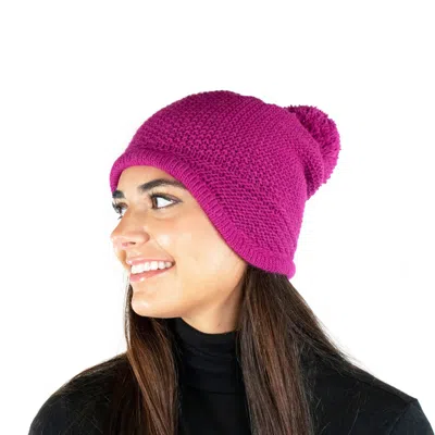 Portolano Chunky Earflap Hat With Pom In Purple