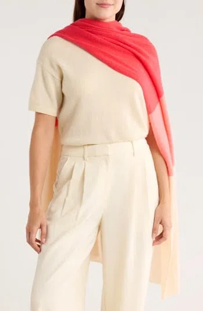 Portolano Colorblock Asymmetrical Hem Poncho In Neutral