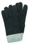 Portolano Colorblock Cashmere & Wool Tech Gloves In Charcoal/husky