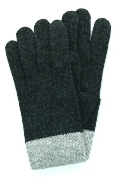 Portolano Colorblock Cashmere & Wool Tech Gloves In Black