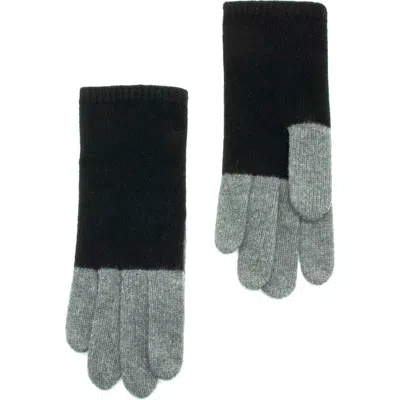 Portolano Colorblock Cashmere Gloves In Black