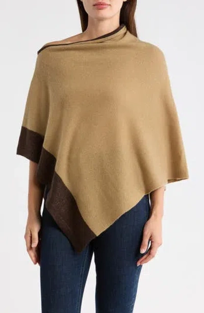 Portolano Colorblock Cashmere Poncho In Brown