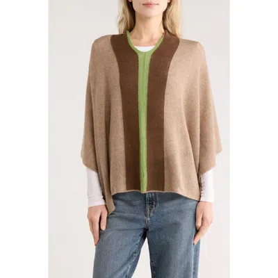 Portolano Colorblock Cashmere Poncho In Brown