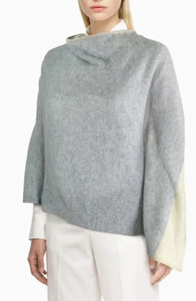 Portolano Colorblock Cashmere Poncho In Gray