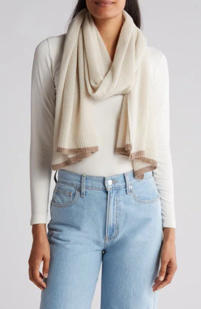 Portolano Colorblock Cashmere Scarf In Ivory/ Nile Brown