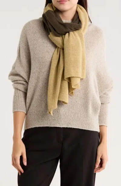Portolano Colorblock Lambswool & Angora Blend Knit Scarf In Mustard/ Dark Khaki