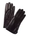 Portolano Contrast & Buttons Leather Gloves In Black