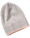 Portolano Contrast Color Cashmere Beanie In Gray
