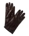 Portolano Contrast Color Stitch & Lining Leather Gloves In Brown