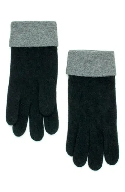 Portolano Contrast Cuff Knit Gloves In Black