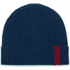 Portolano Contrast Detail Rib Cuff Beanie In Navy/cherry Red
