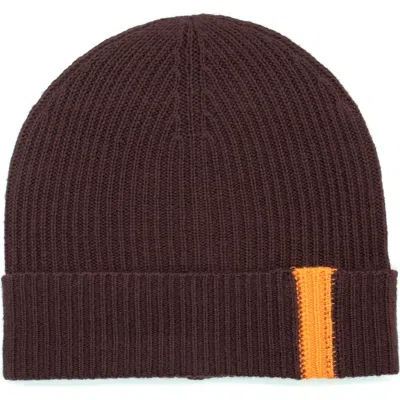 Portolano Contrast Detail Rib Cuff Beanie In Port/orange
